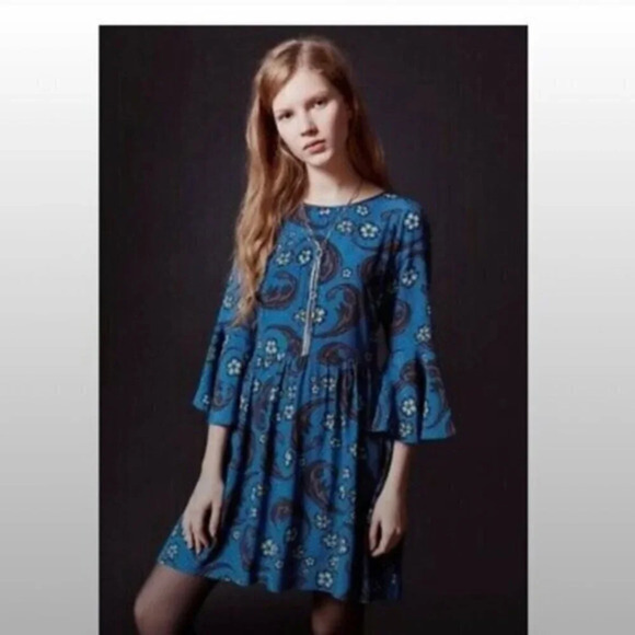 For Love & Lemons blue paisley mini dress - Picture 1 of 6